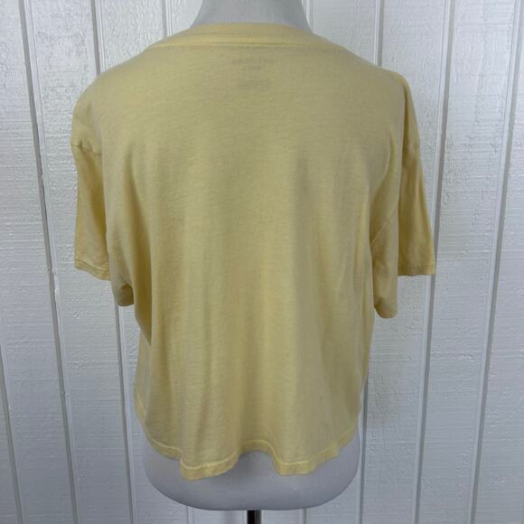 American Eagle Radiate Kindness Graphic Tee Yellow Cropped T-Shirt L - Picture 5 of 5